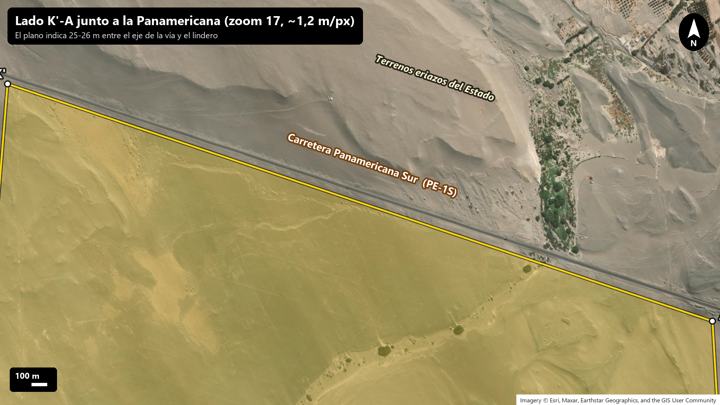 Detalle satelital del lindero junto a la Panamericana